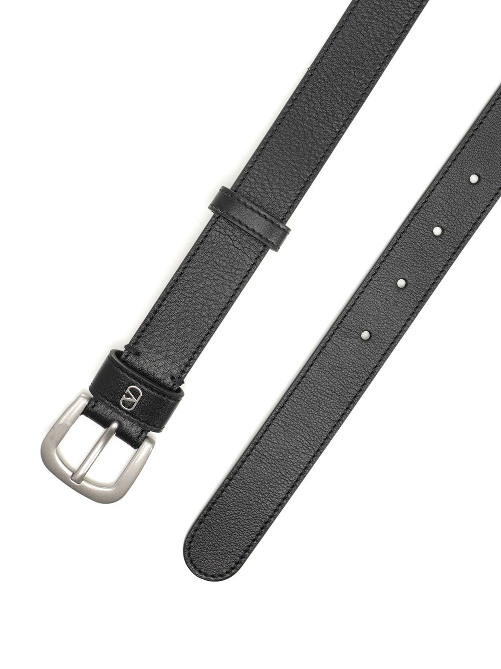 Belt H. 25 | Vlogo Signature. | Box Calf S./Vintage Palladium Mini Logo Belts Black - 2