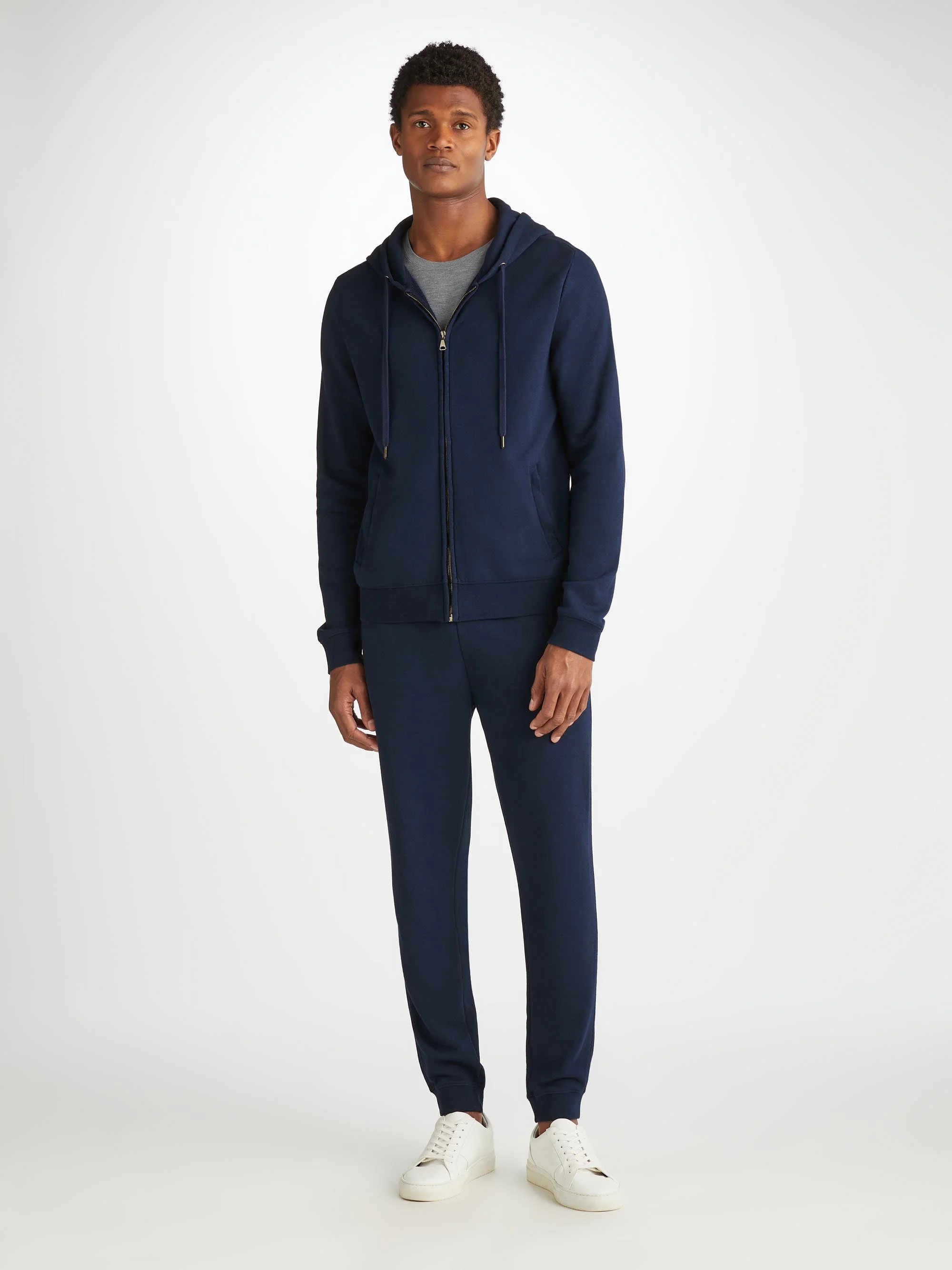 Men's Hoodie Quinn Cotton Modal Navy - 1