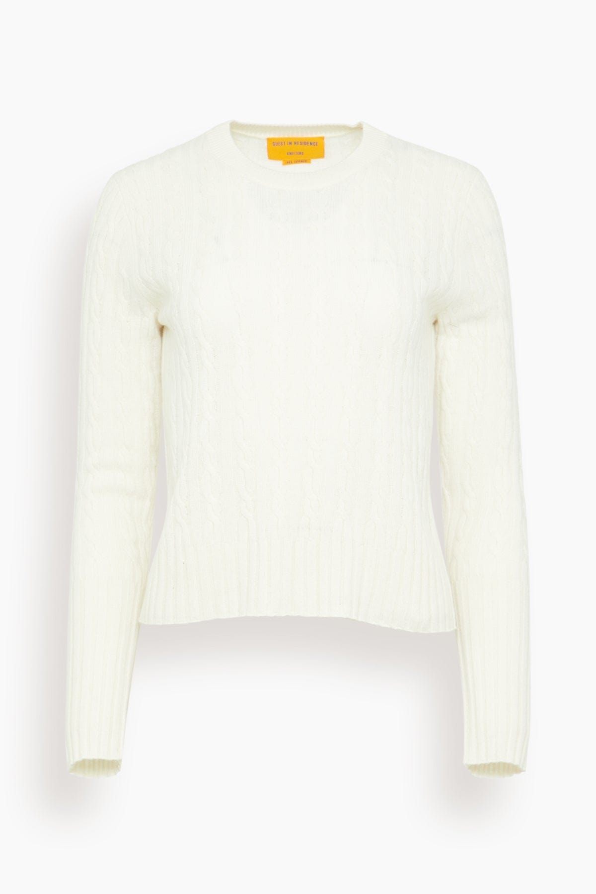 Cable Shrunken Crew in Cream - 1