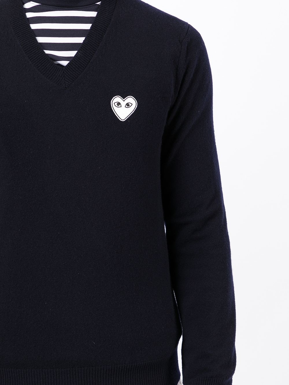 heart-patch V-neck wool jumper - 5