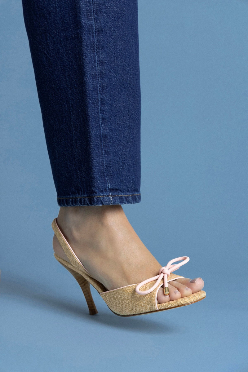 Lady Sandal In Beige Raffia And Tulip Leather 5