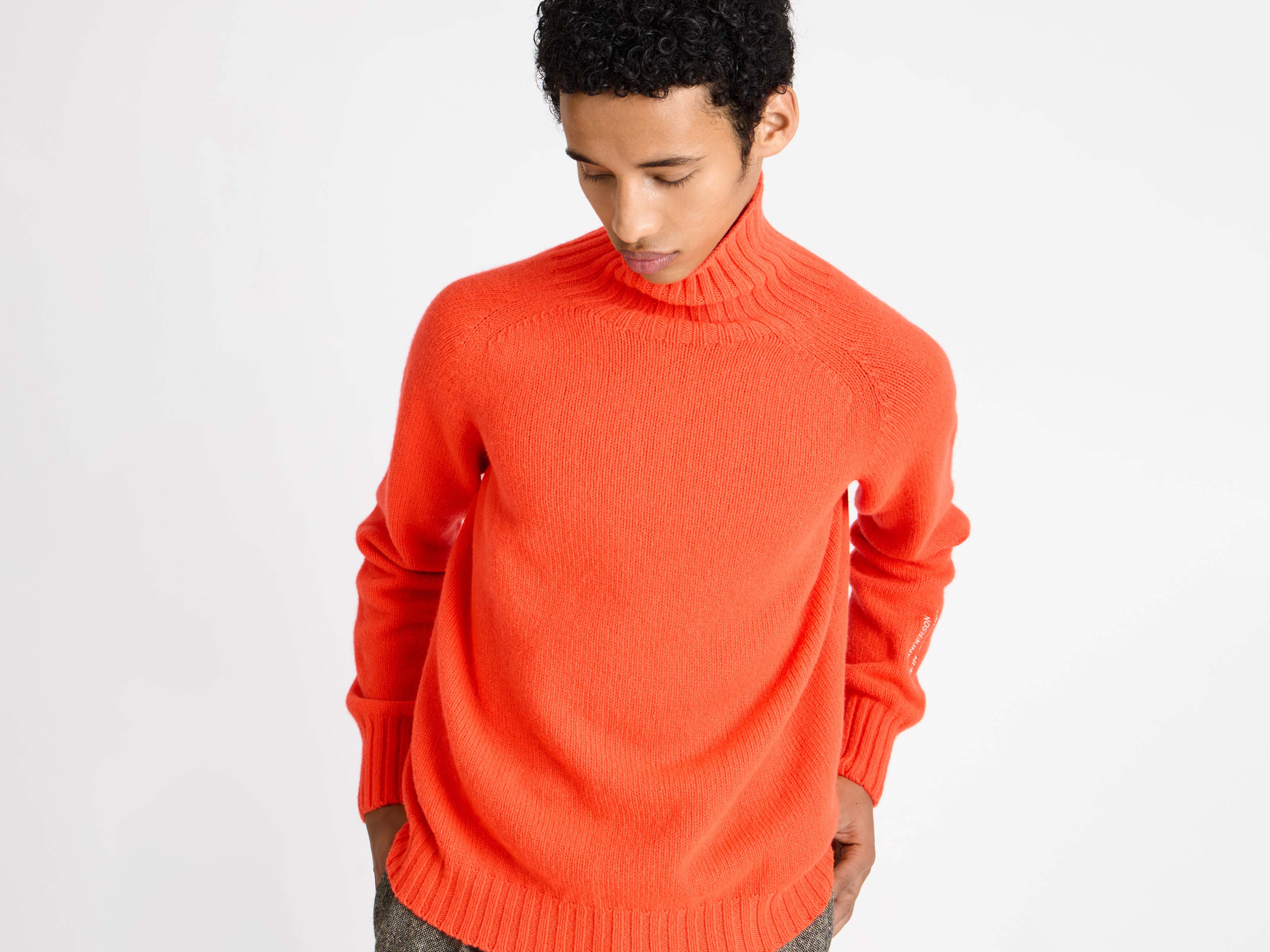 TURTLE NECK JUMPER IN NEON ORANGE - 7