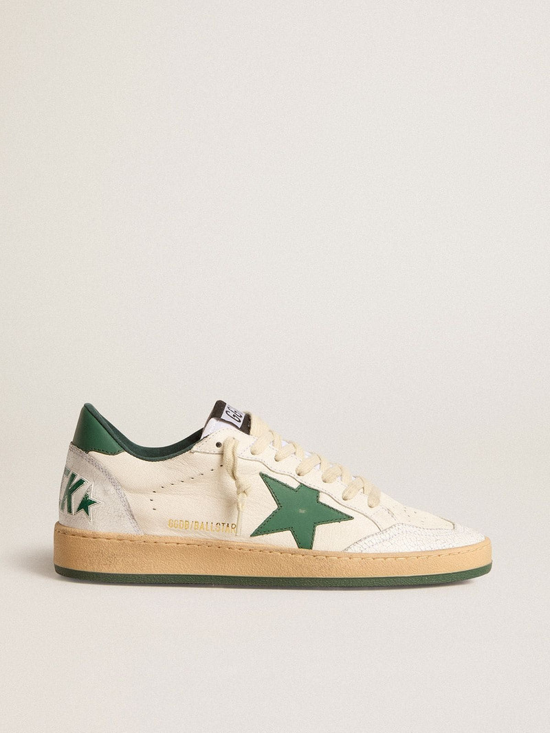 Men's Ball Star Wishes in white nappa leather with green leather star and heel tab - 1