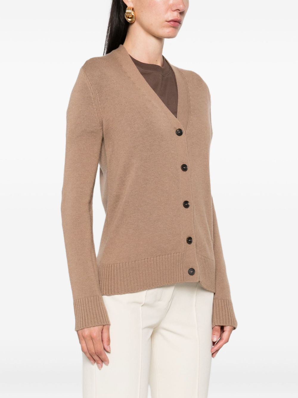 button-up wool cardigan - 3