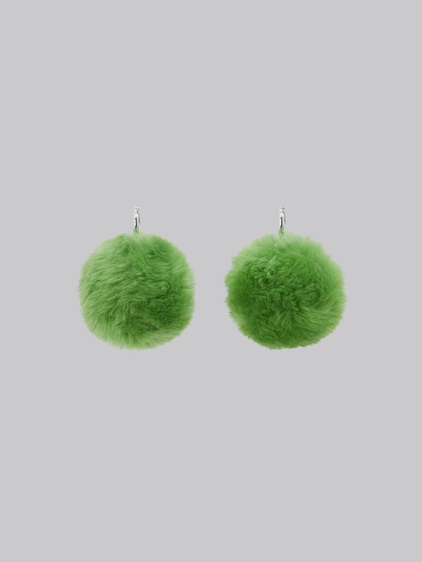 GREEN FLUFFY POM-POM EARRINGS - 3