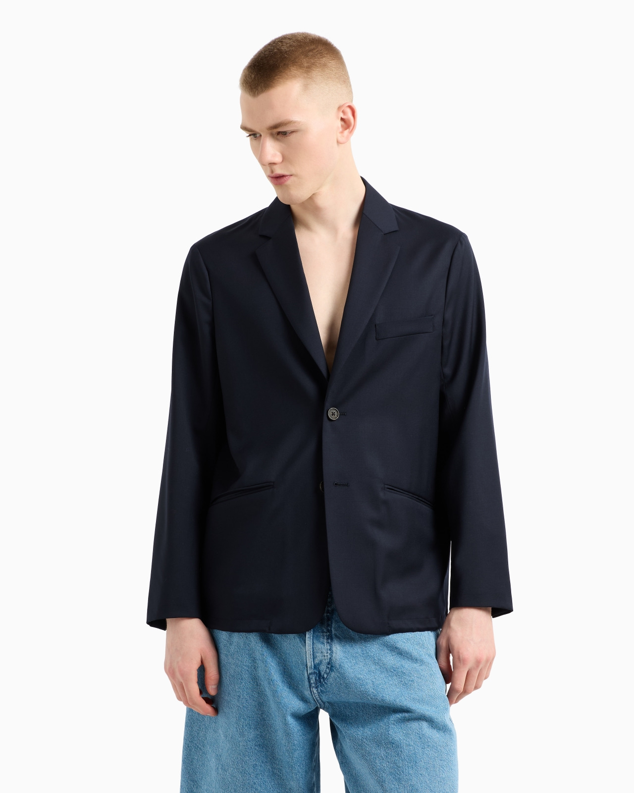 SINGLE-BREASTED JACKET IN A LIGHTWEIGHT VIRGIN-WOOL BLEND TWILL - 4