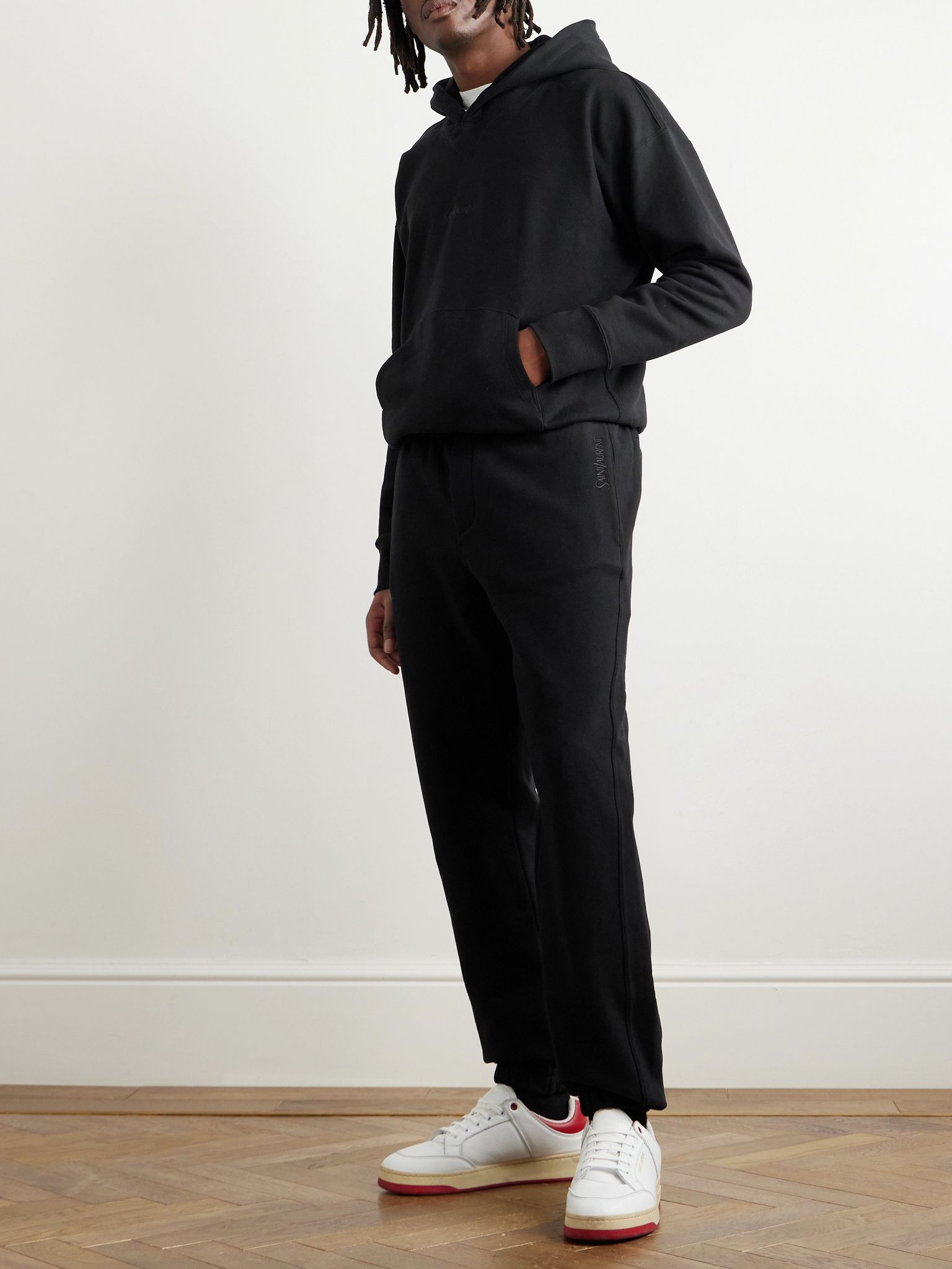 Logo-Embroidered Cotton-Jersey Hoodie Black - 2