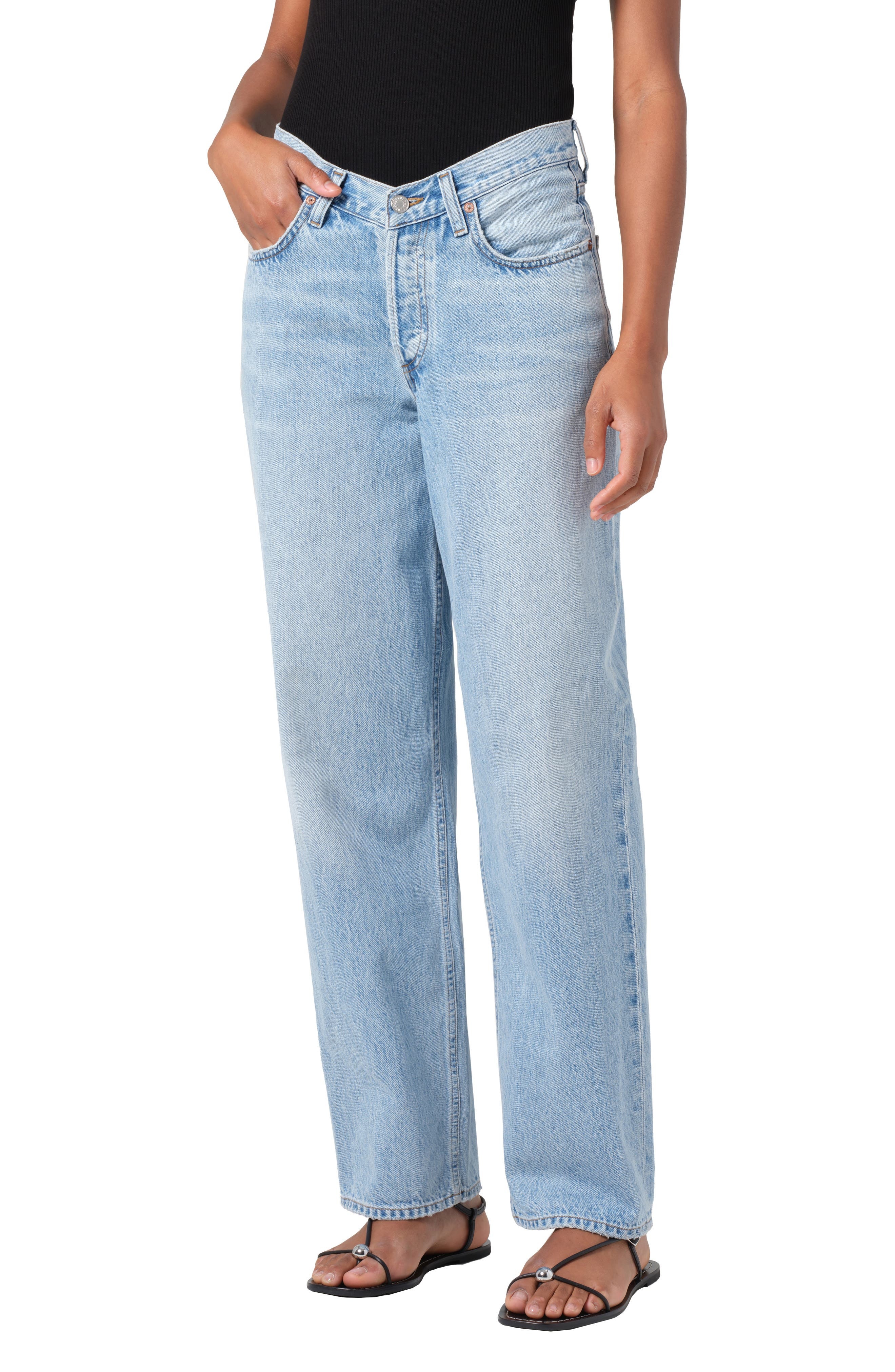 AGOLDE V-Waist Baggy Straight Leg Jeans in Prevail at Nordstrom - 5