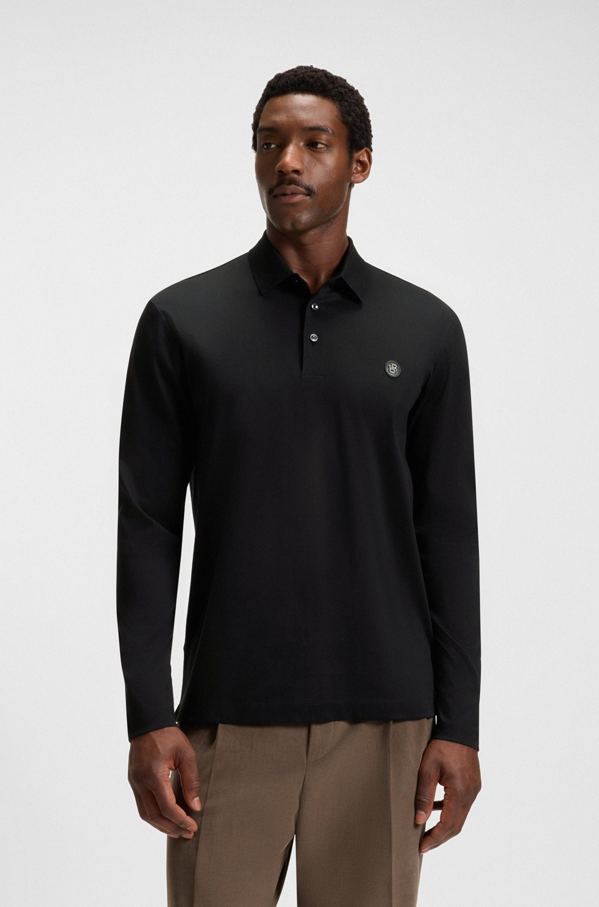 MERCERIZED-COTTON POLO SHIRT WITH DOUBLE B MONOGRAM - 2