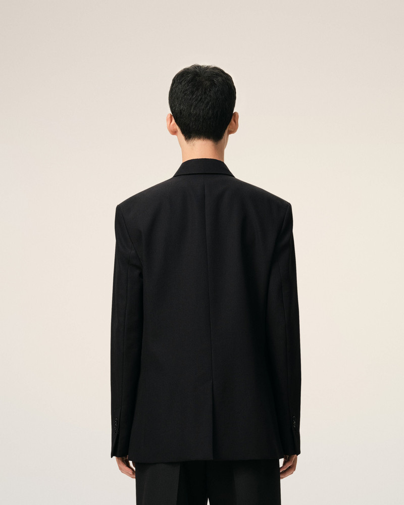 BLACK NEW WOOL SINGLE BREASTED STRAIGHT JACKET 5