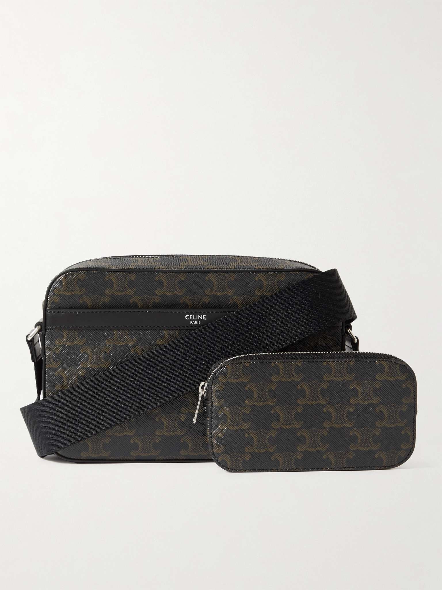 Triomphe Leather-Trimmed Monogrammed Coated-Canvas Messenger Bag - 6