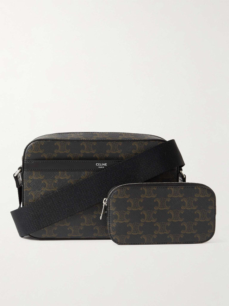 Triomphe Leather-Trimmed Monogrammed Coated-Canvas Messenger Bag 6