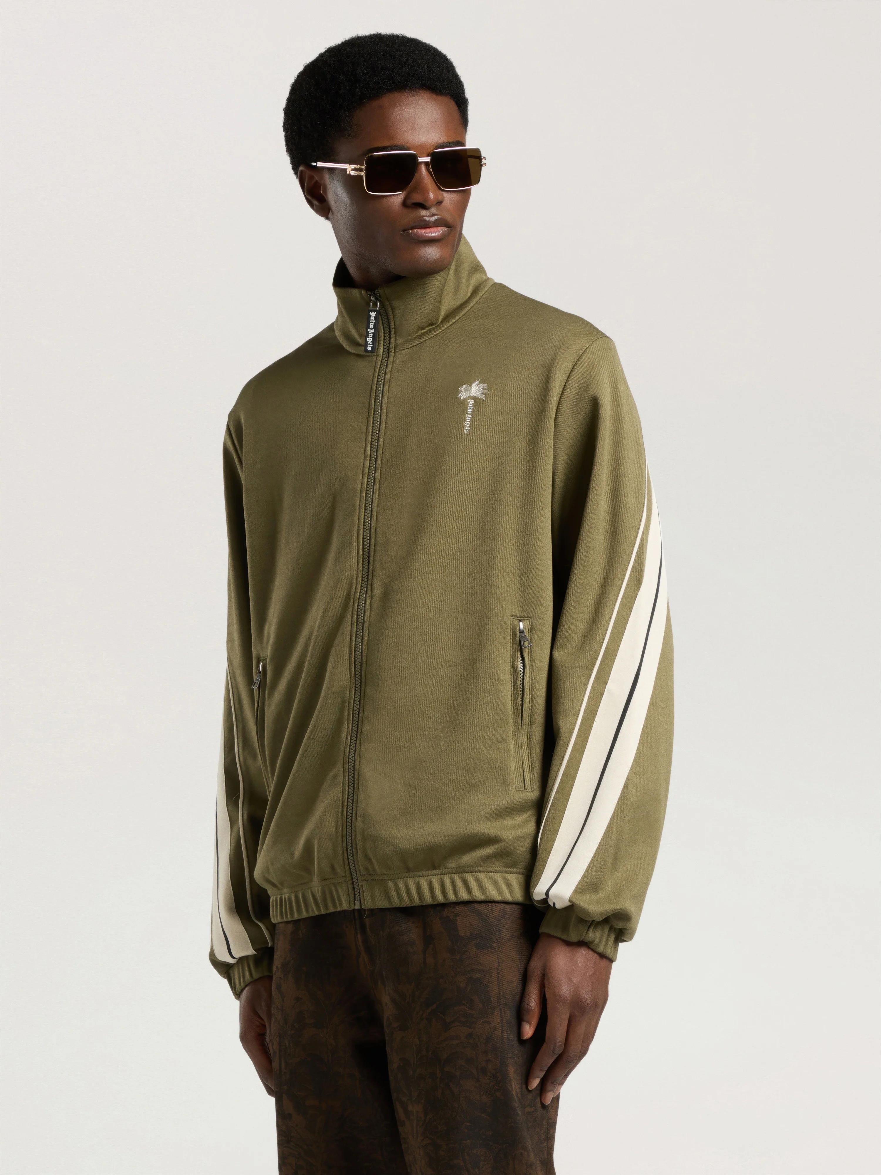 Palm Tree Striped Track Jacket - 1
