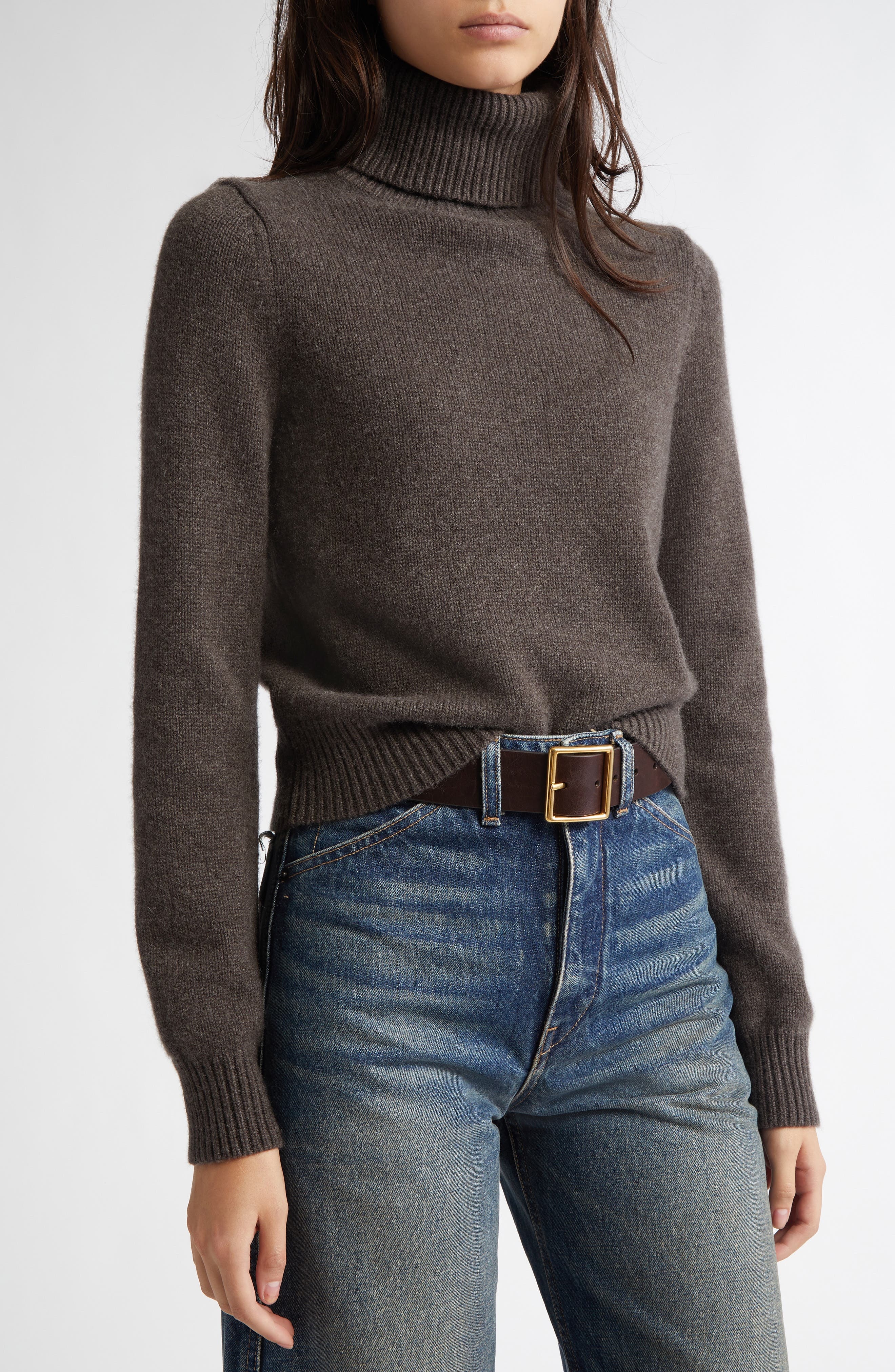 Nili Lotan Hollyn Cashmere Turtleneck Sweater in Dark Umber Melange at Nordstrom - 5