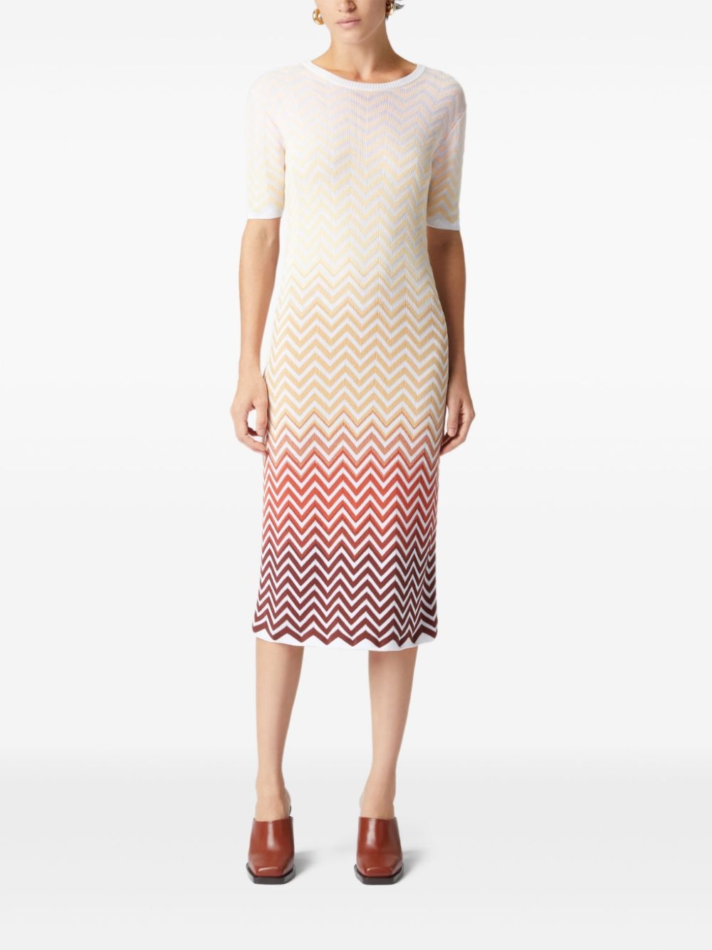 zigzag-woven midi dress - 2