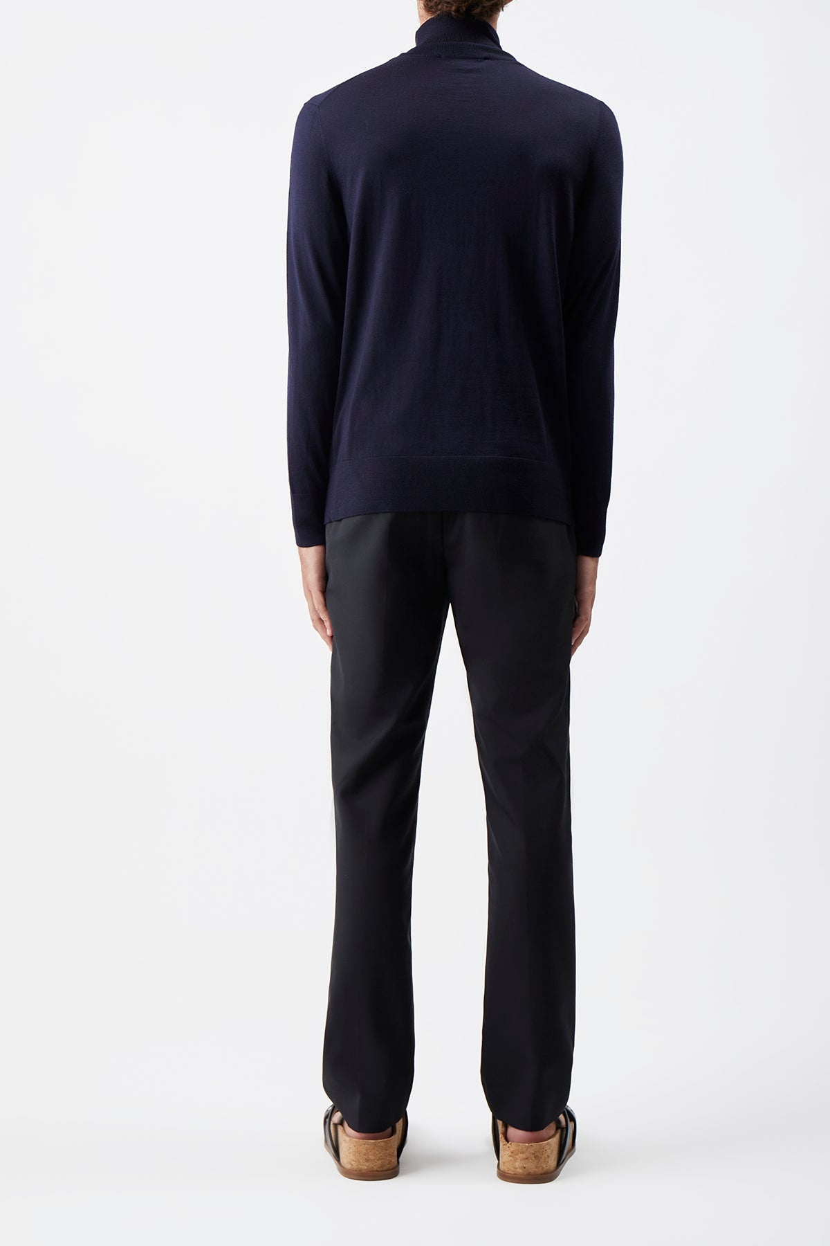 Jermaine Knit Turtleneck in Dark Navy Merino Wool - 4