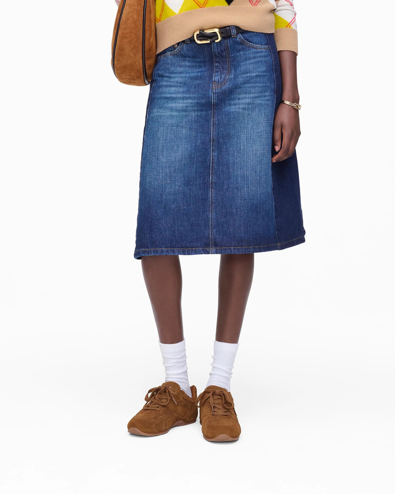 TWO TONE SHADOW DENIM SKIRT 2