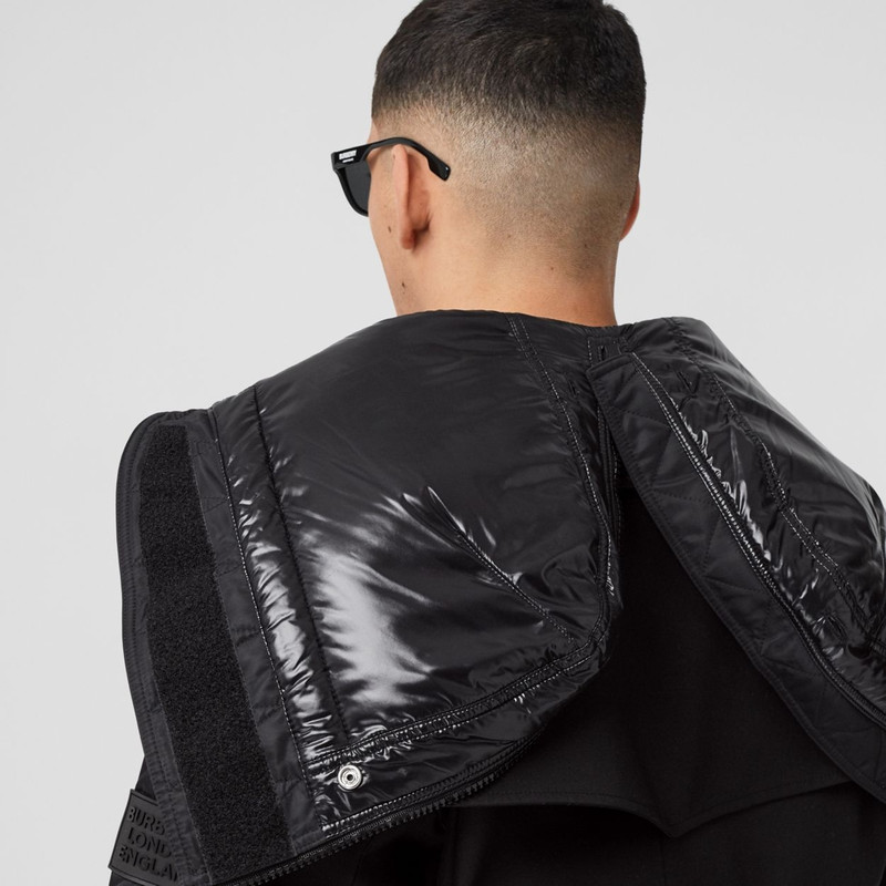 Detachable Hood Quilted Nylon and Cotton Coat 8