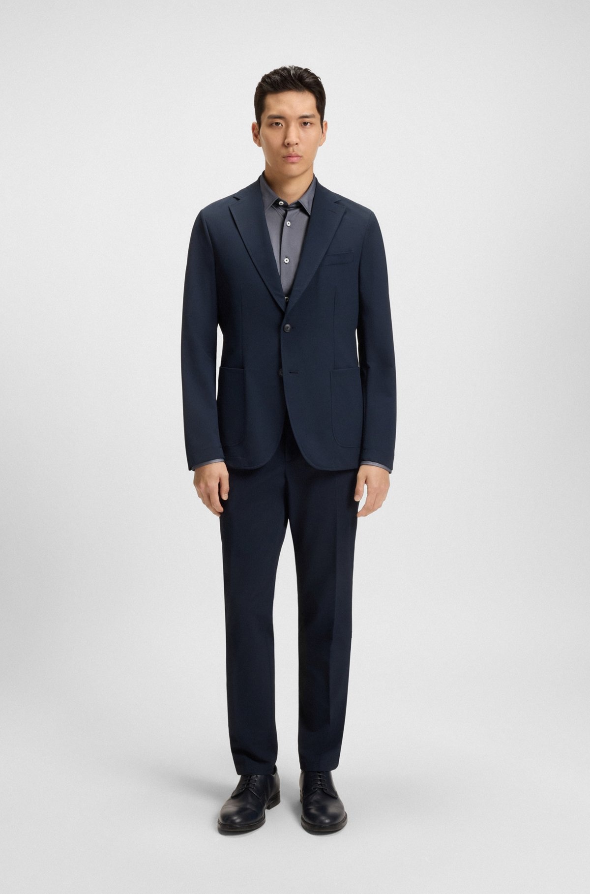 SLIM-FIT SHIRT IN PERFORMANCE-STRETCH STRUCTURED FABRIC - 4