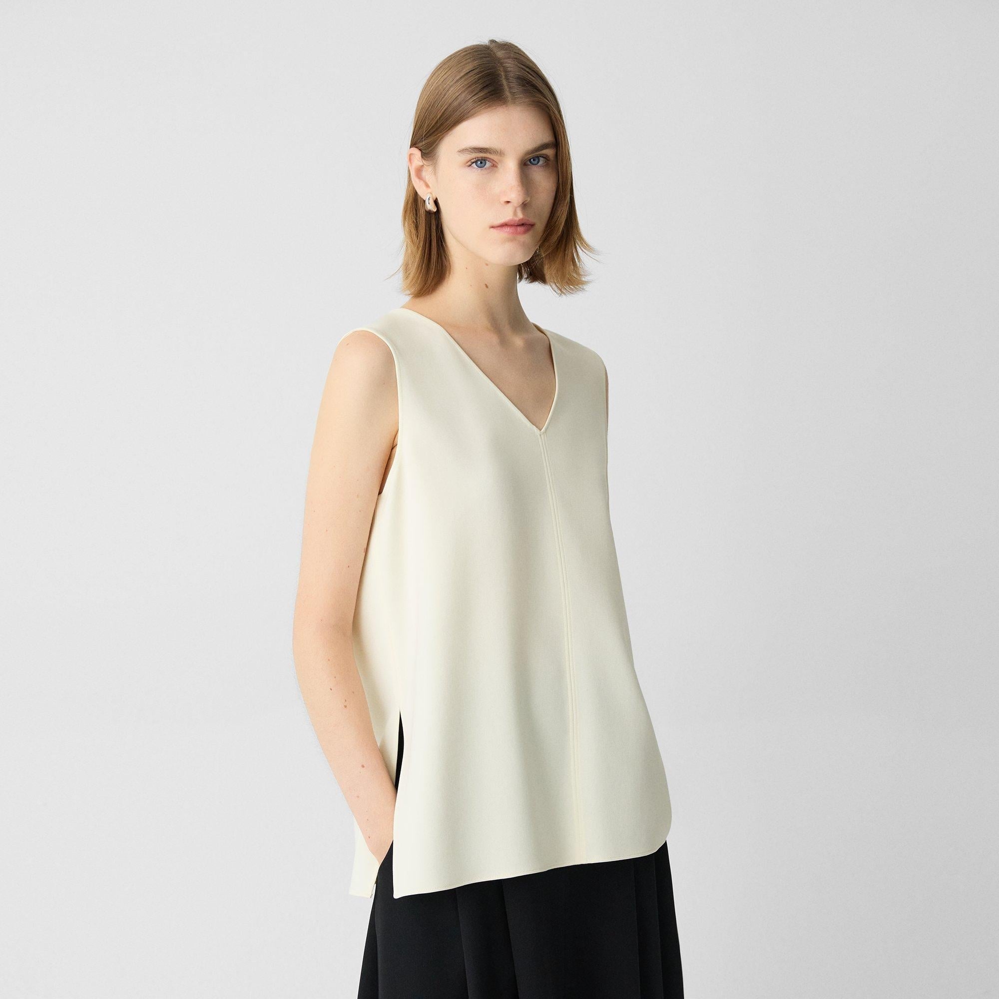 V-Neck Blouse in Admiral Crepe - 2
