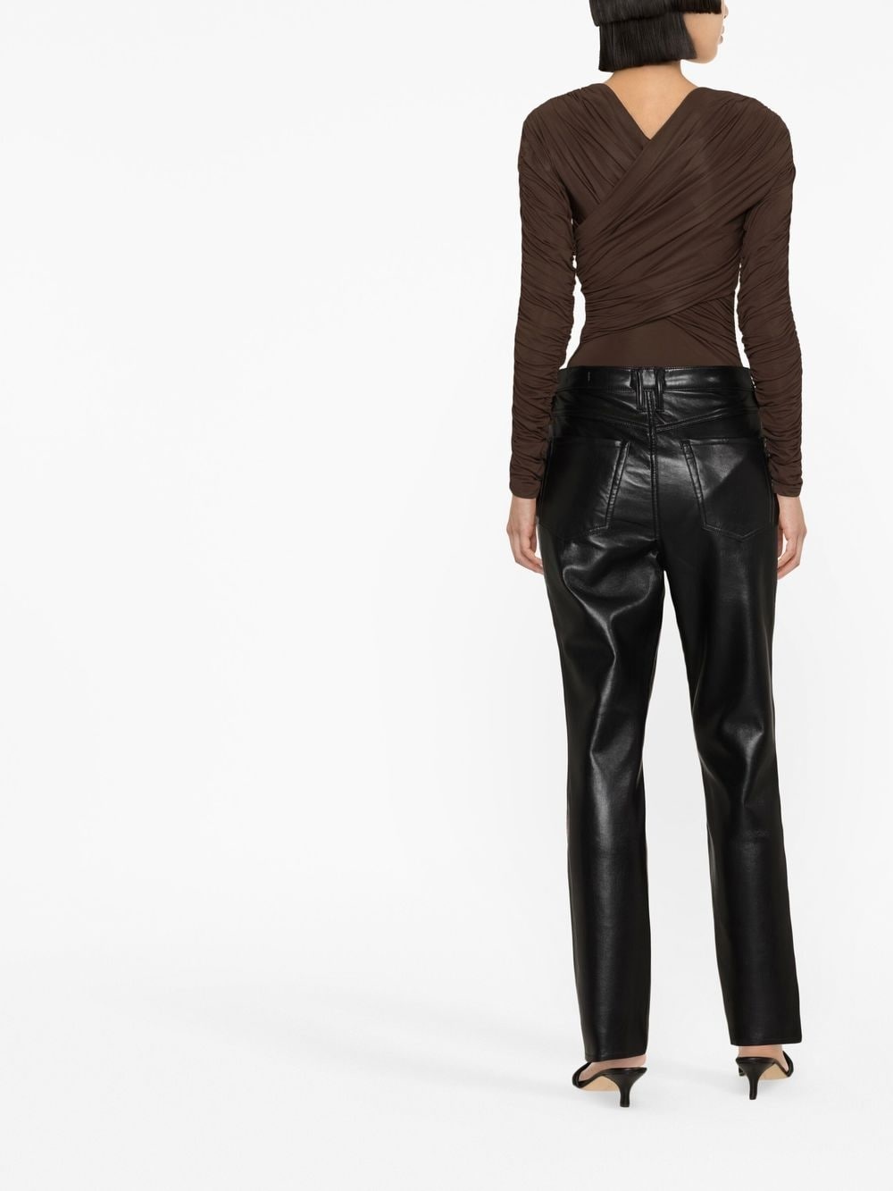 recycled leather-blend trousers - 3