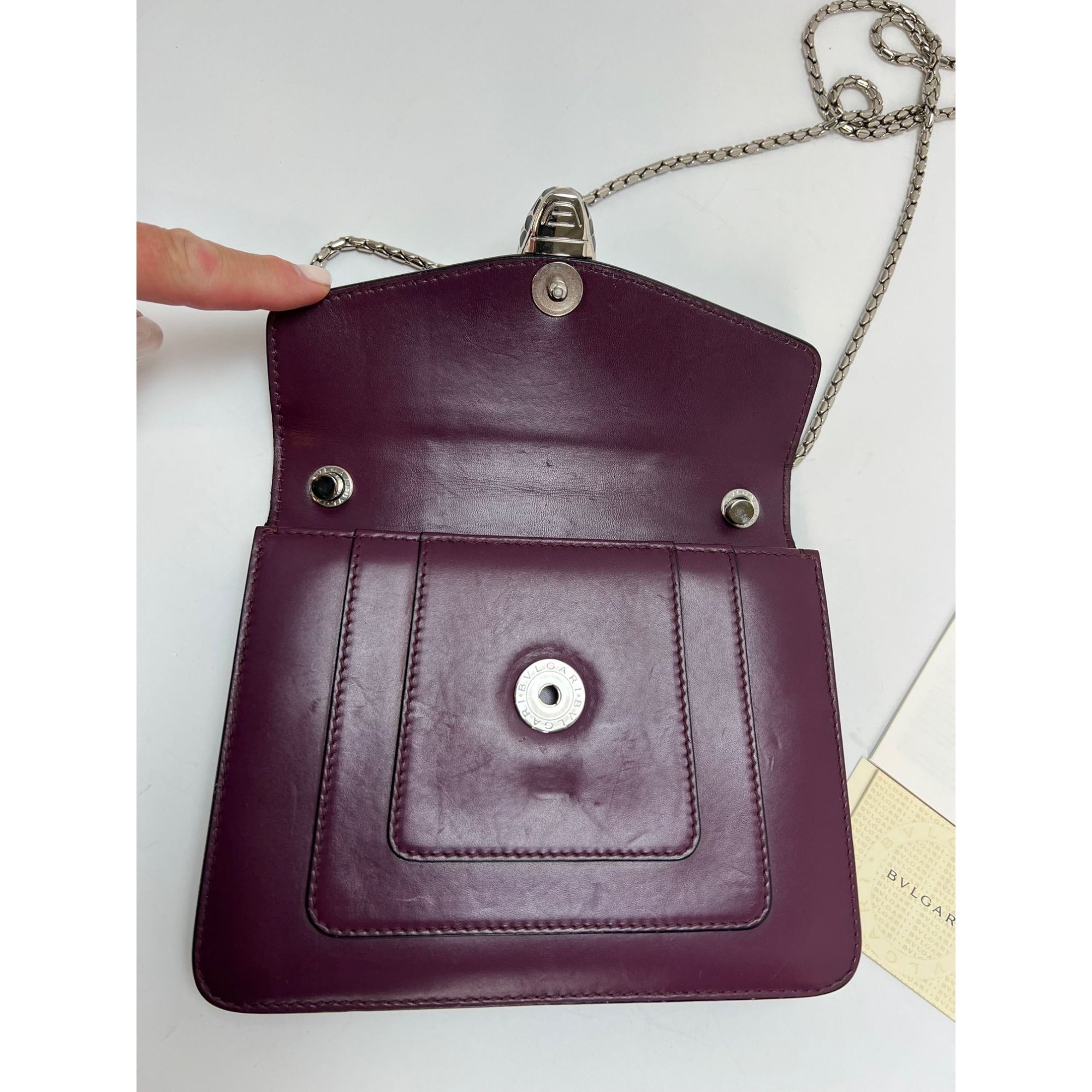 BvlgariCalfskin Small Serpenti Forever Snake Plum Crossbody Bag - 10