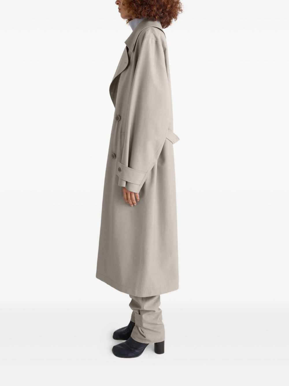 double-breasted belted trench coat - 3