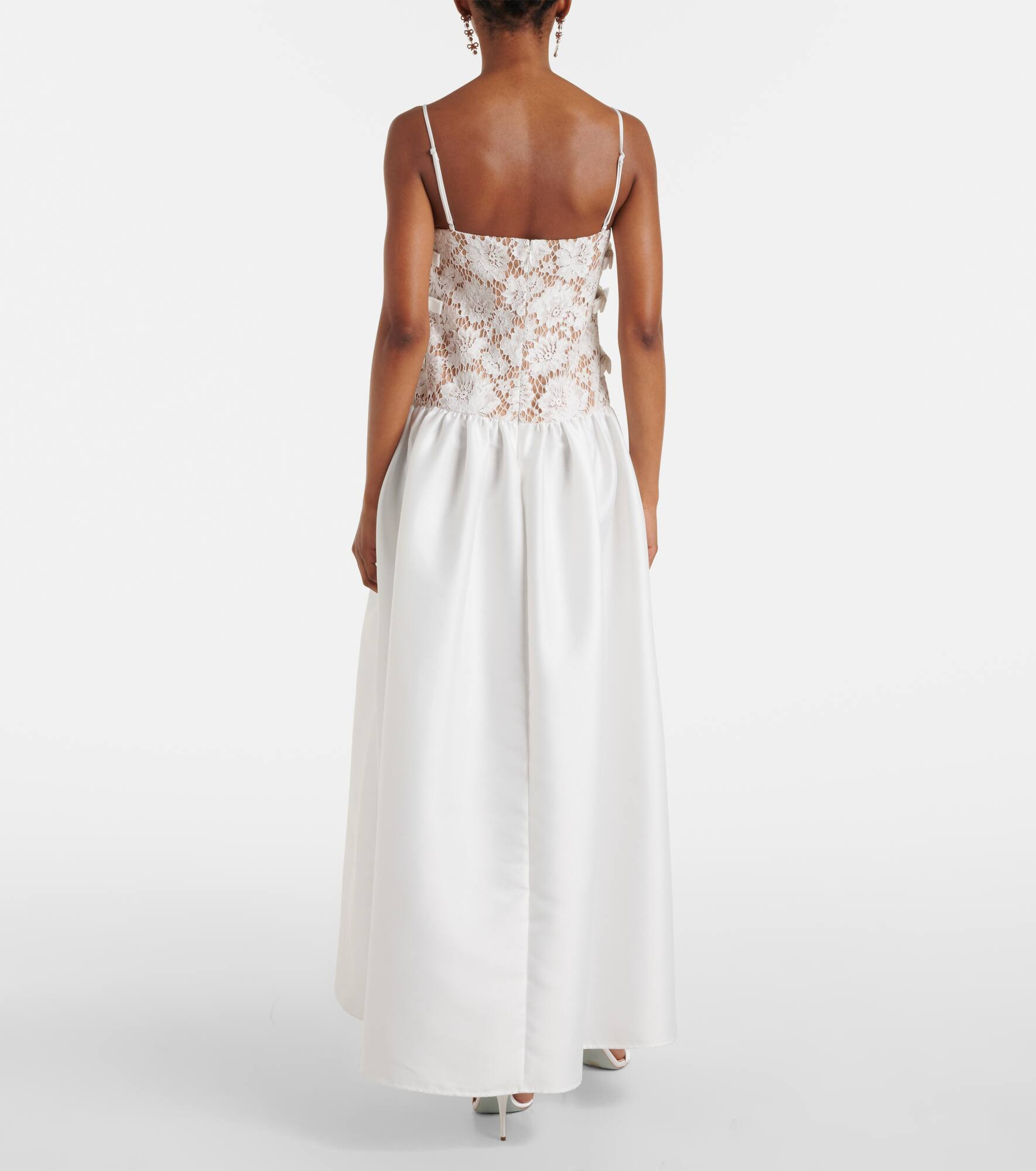 Bow-detail lace and satin maxi dress - 3