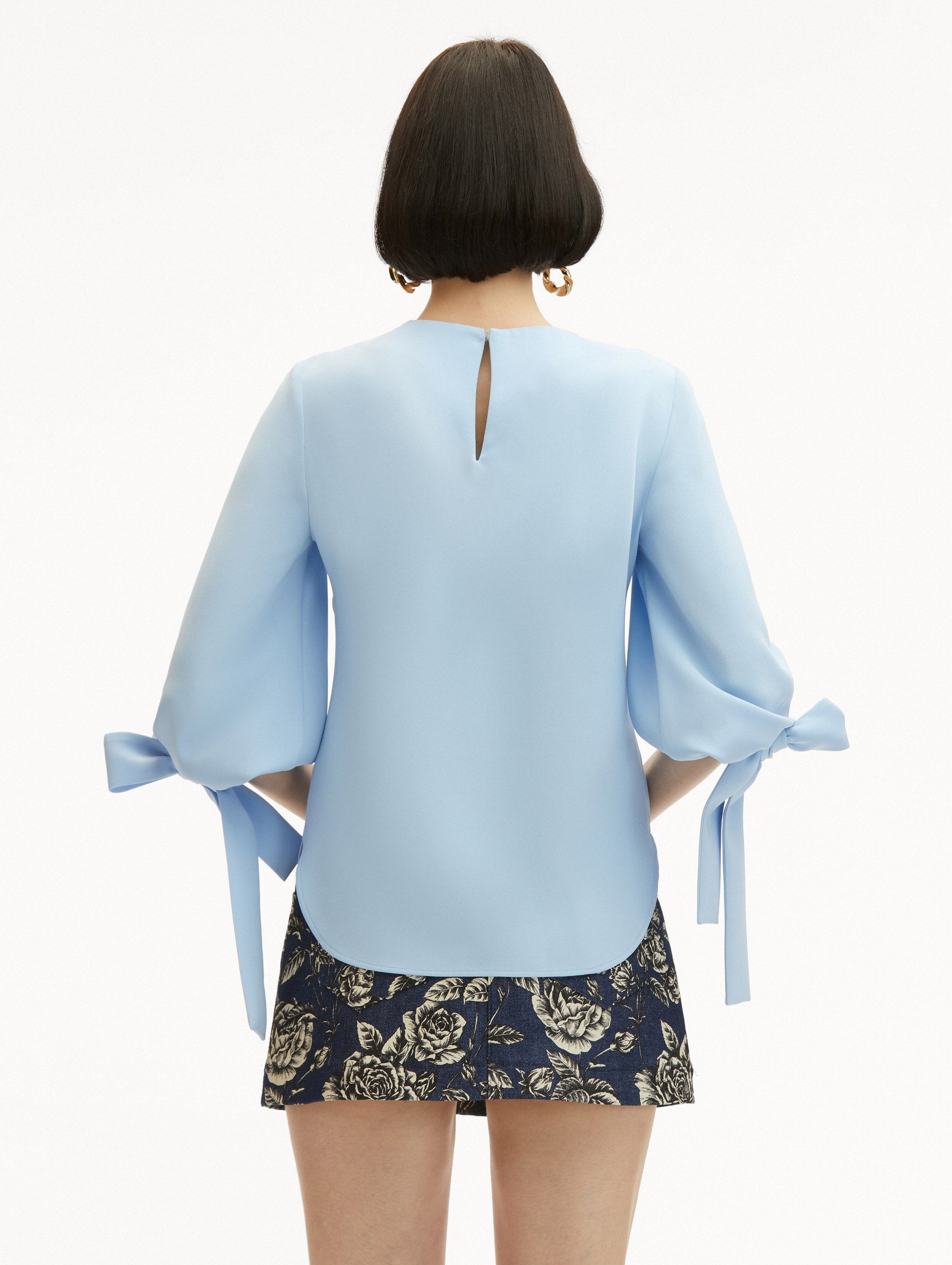ENGLISH ROSE CUTOUT GEORGETTE BLOUSE - 4