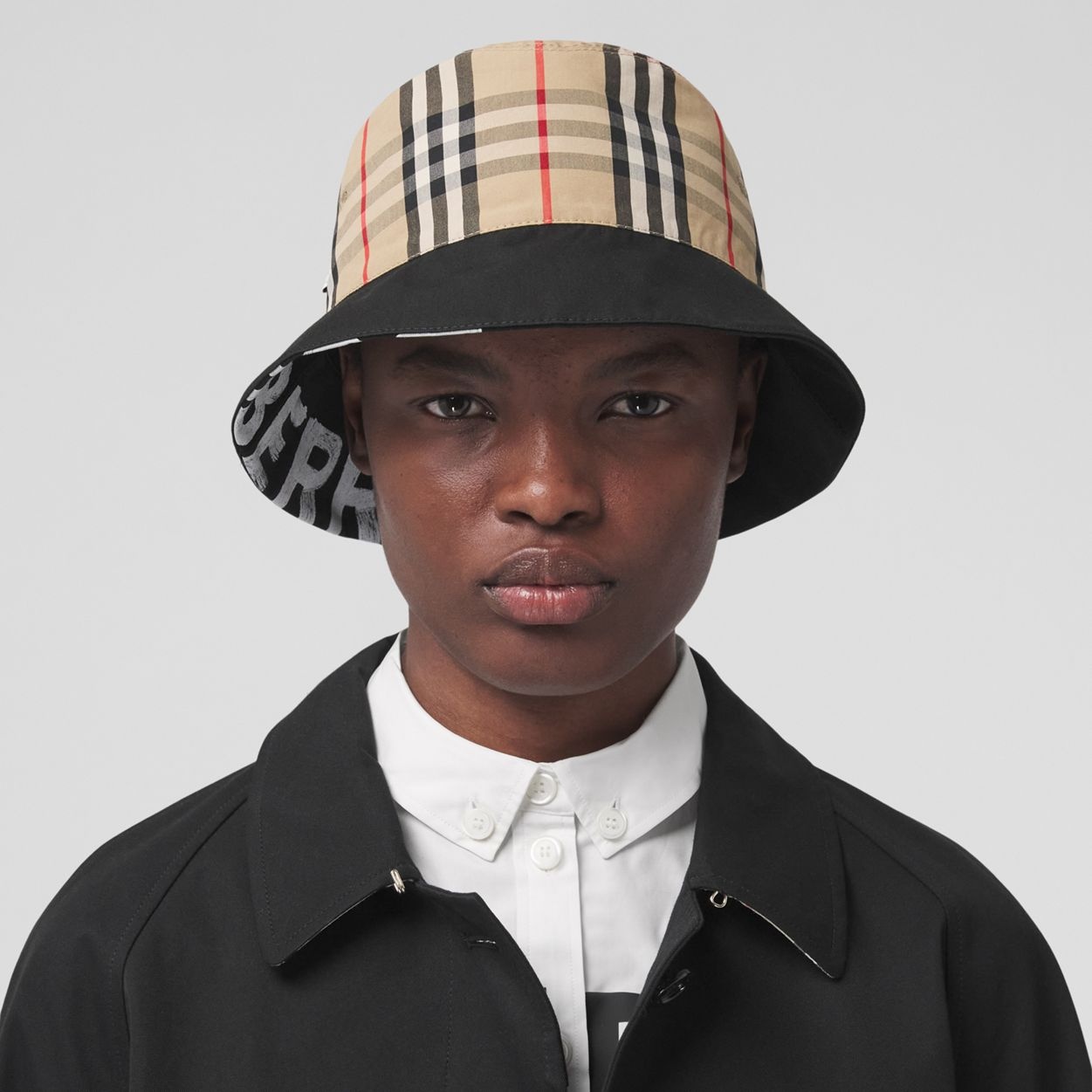 Reversible Logo Print Cotton Gabardine Bucket Hat - 3