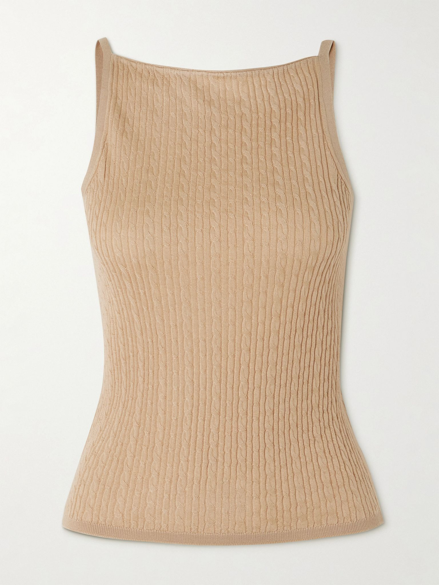 Rimella cable-knit cashmere and silk-blend top Cream - 1