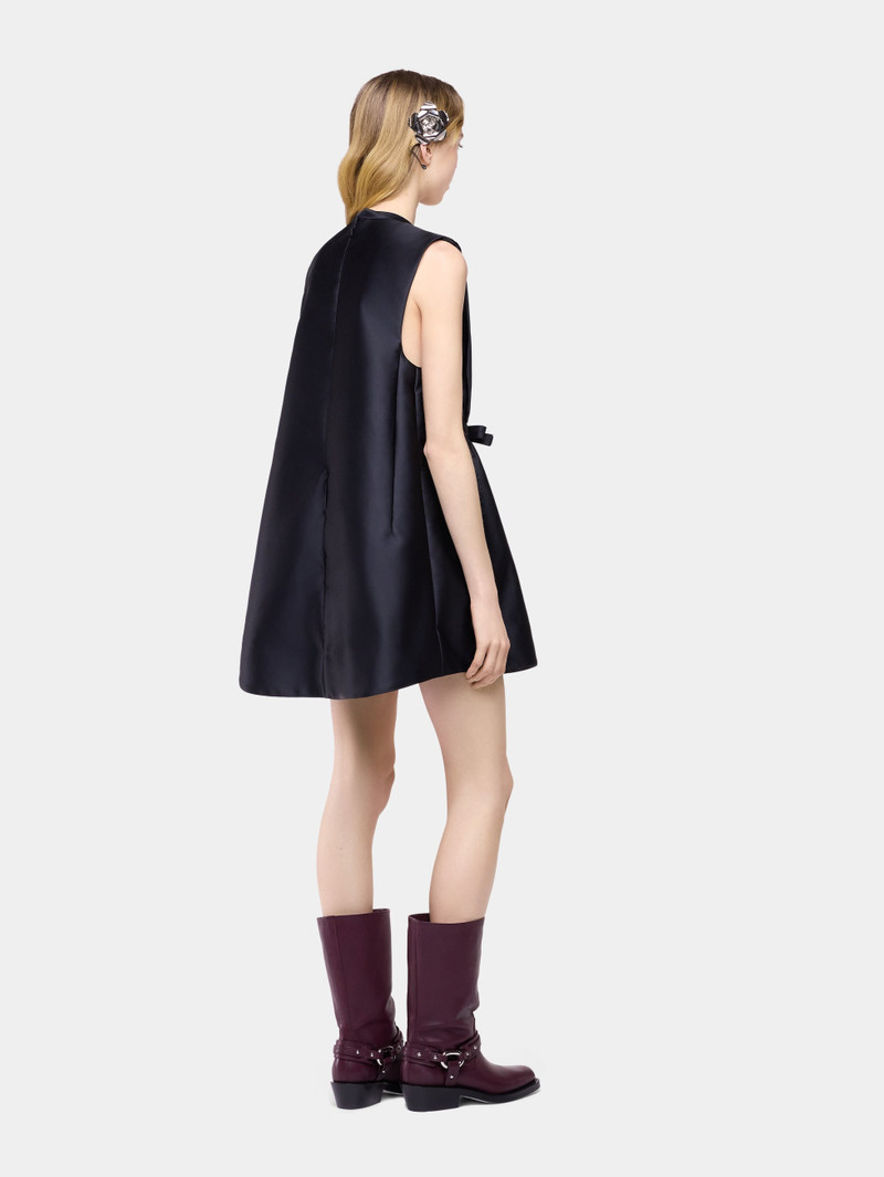 TAILORED MINI DRESS IN BLACK SATIN WITH BOW DETAIL 3