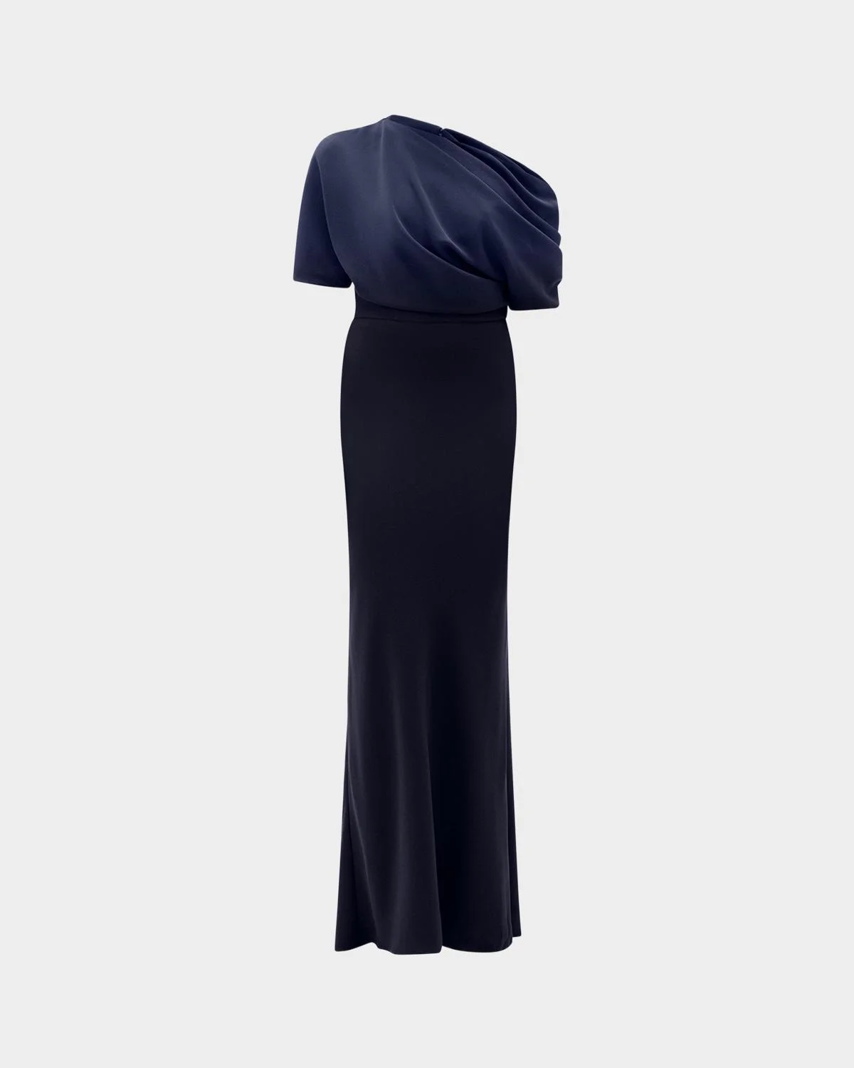 Asymmetric Draped Bodice Long Gown - 1