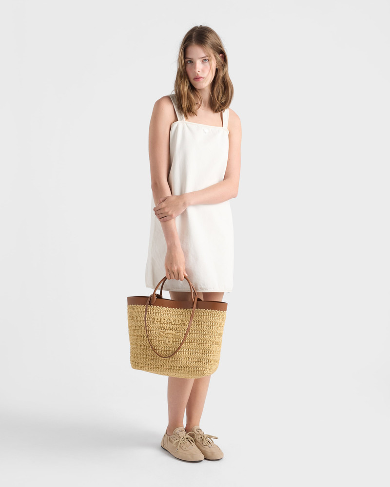 Medium crochet and leather tote bag 8
