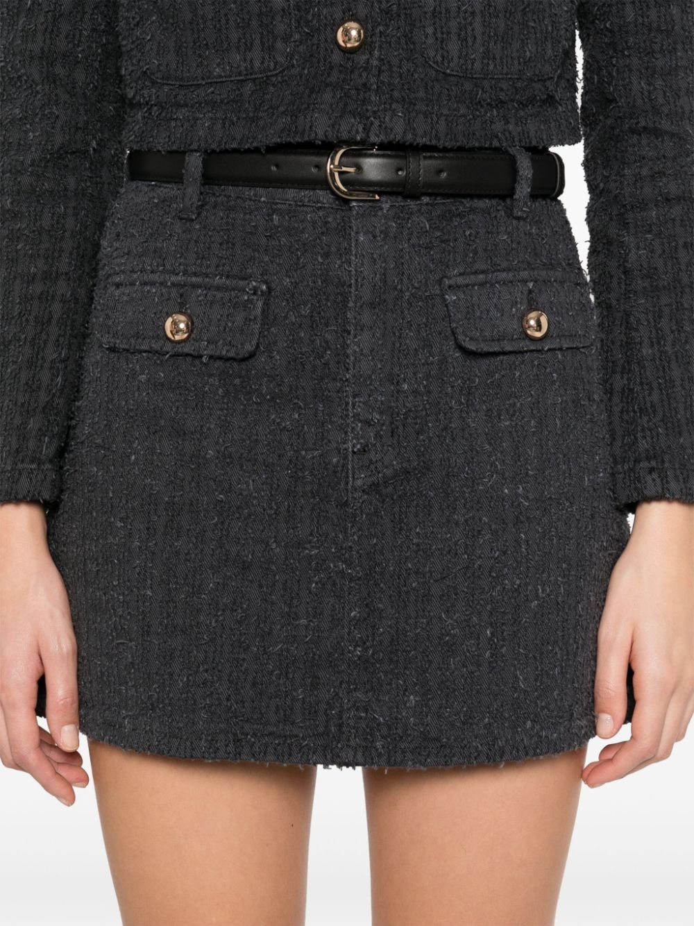 textured denim mini skirt - 5