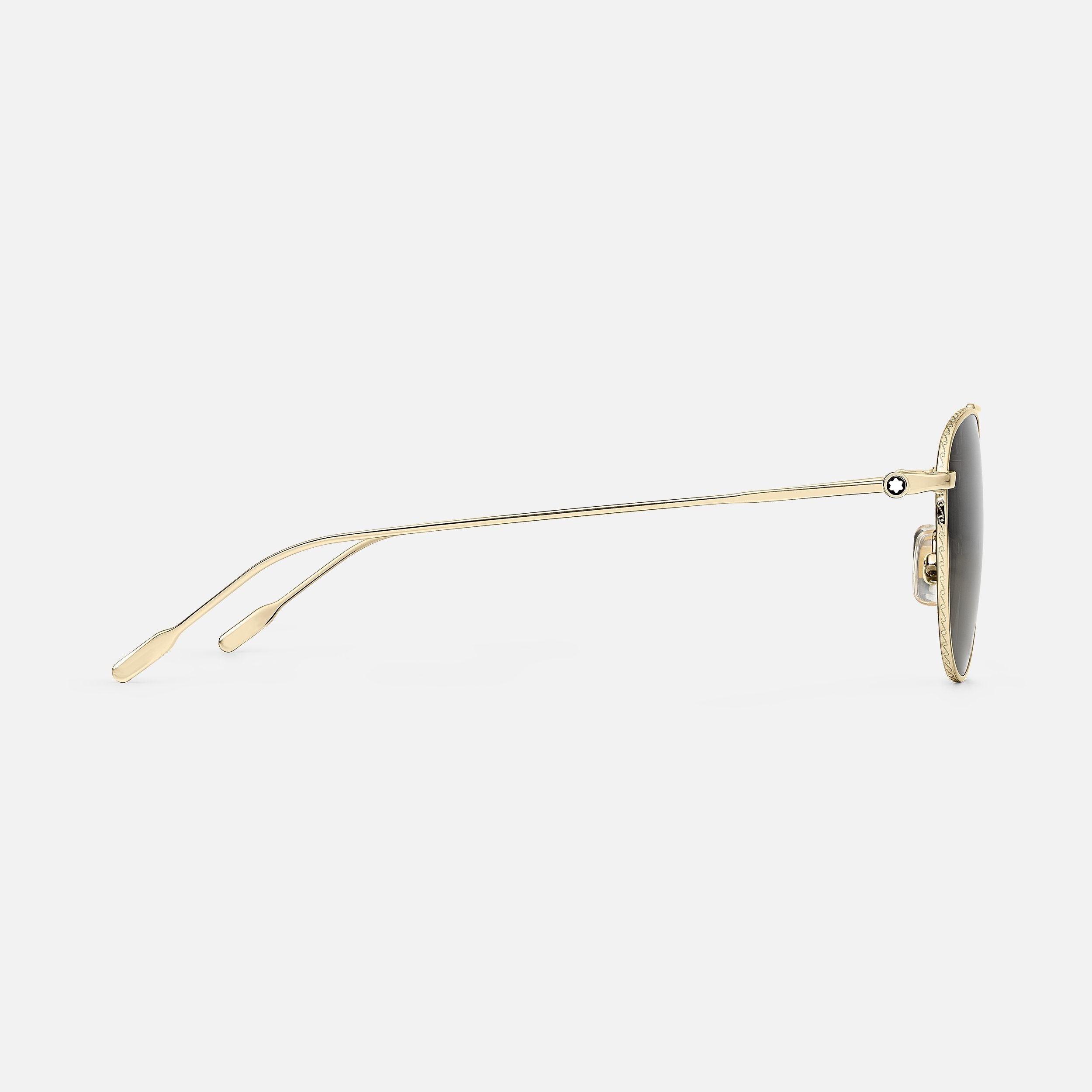 Round Sunglasses with Gold-Colored Metal Frame and Gray Lenses - 2
