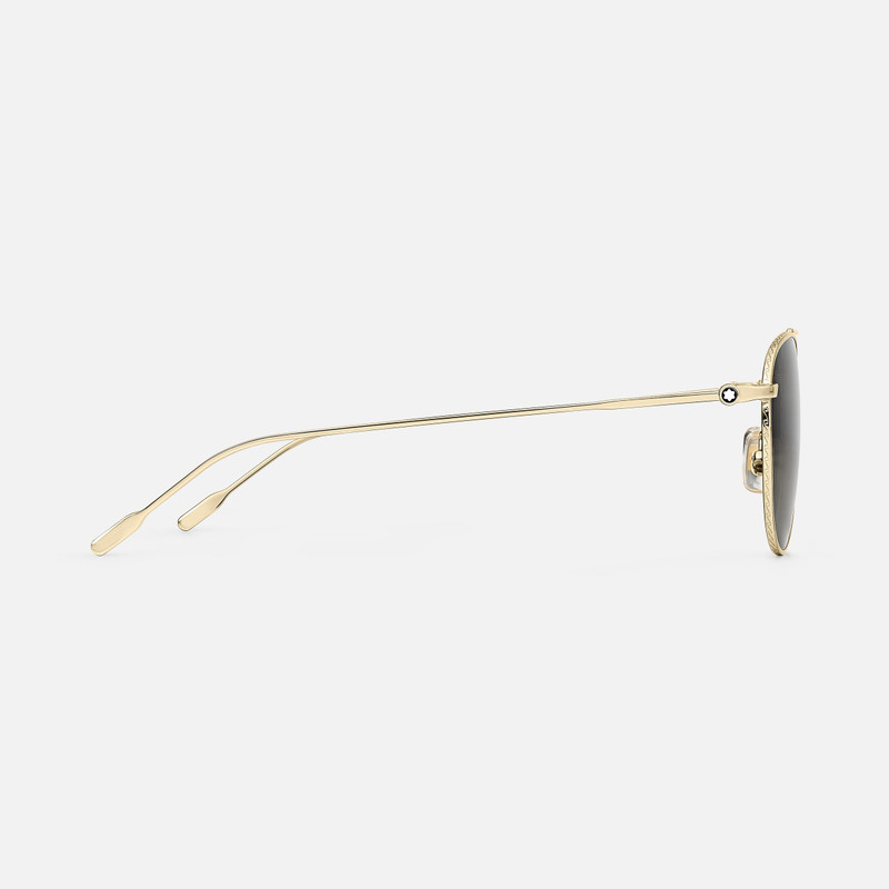 Montblanc Round Sunglasses with Gold-Colored Metal Frame and Gray Lenses outlook