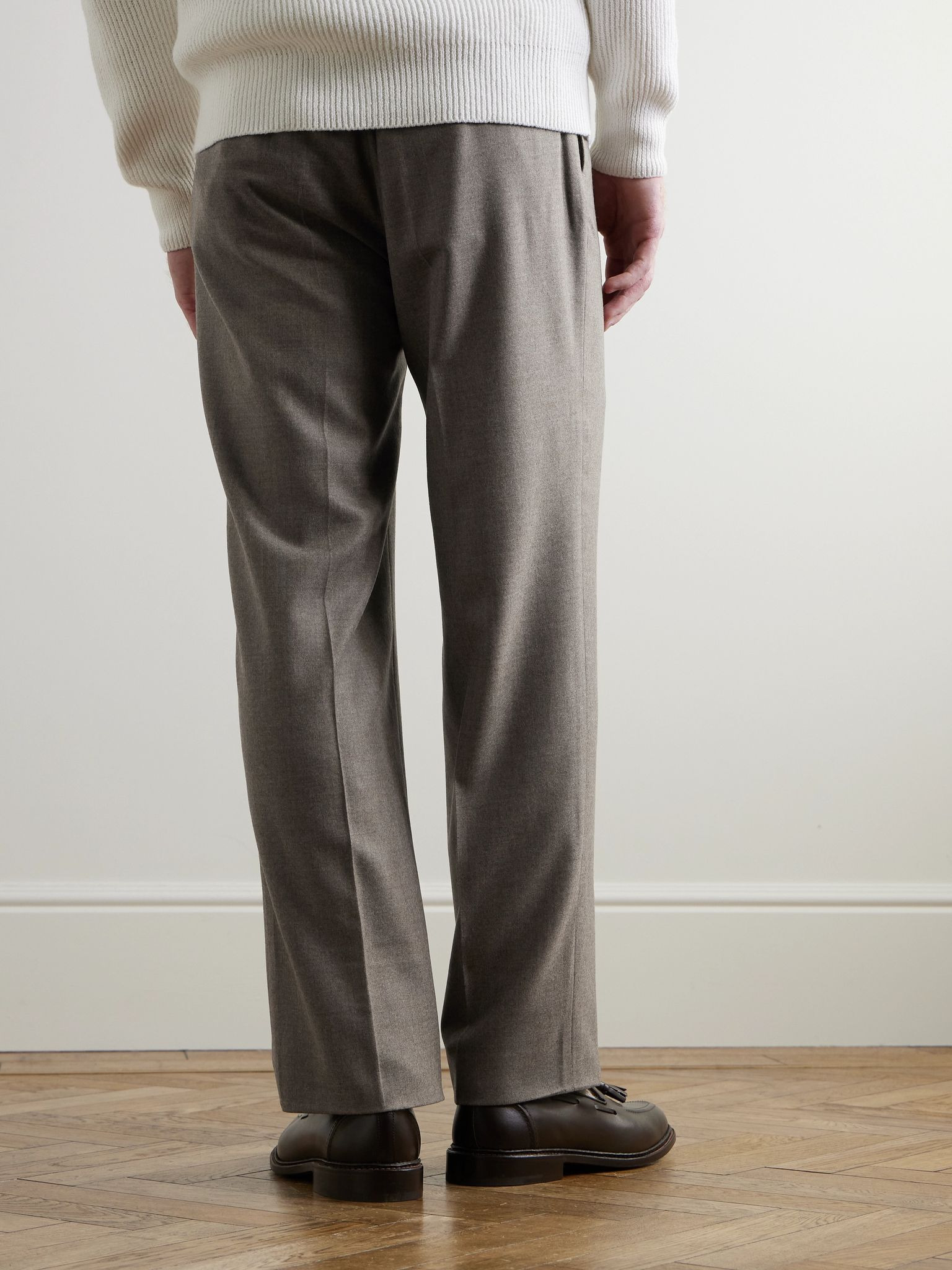 Jacey Straight-Leg Virgin Wool Trousers Brown - 3