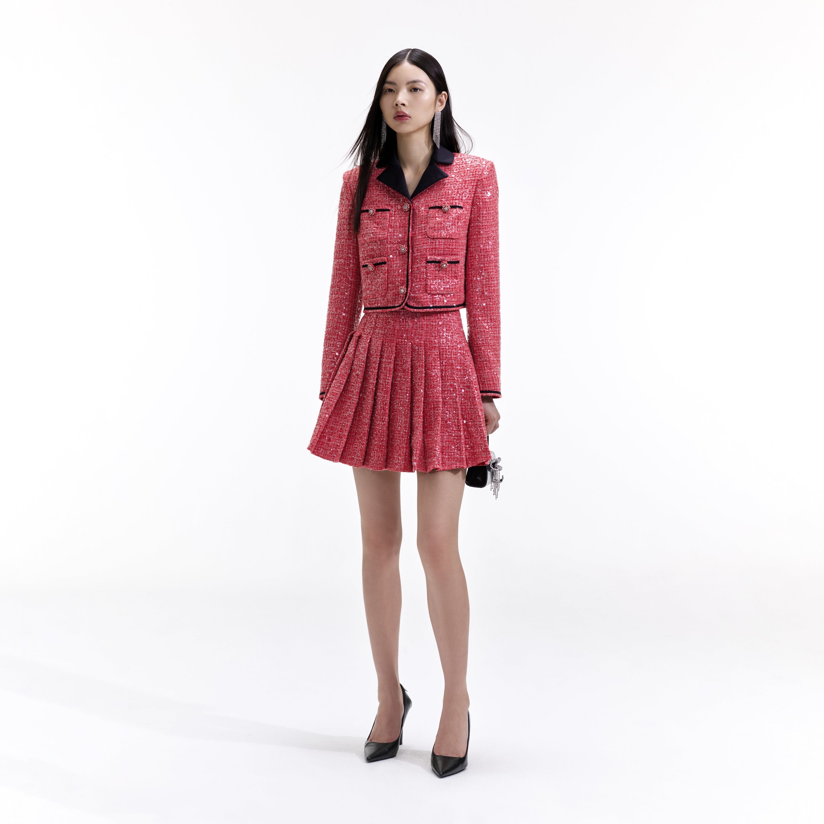 Red Boucle Mini Skirt - 2