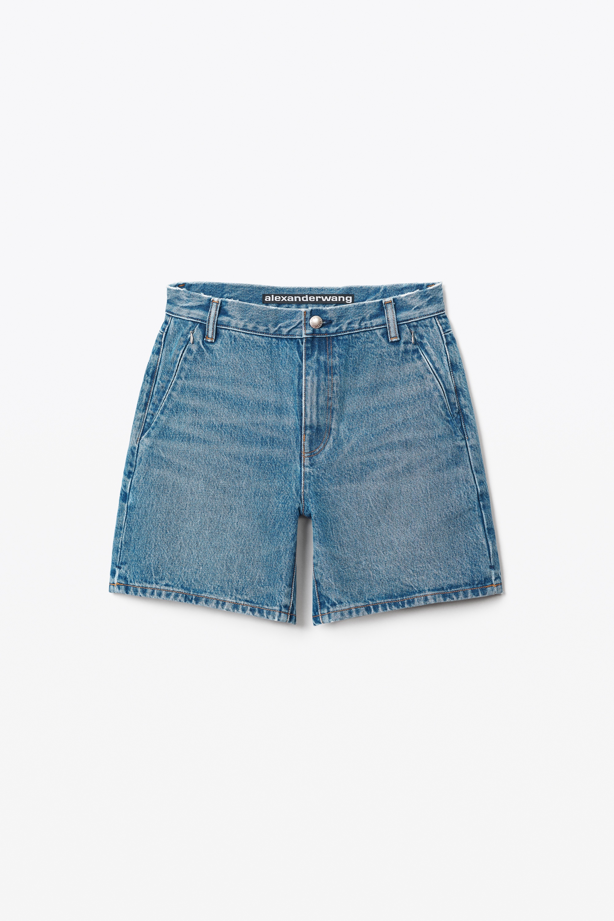 INVISIBLE ZIP BOY SHORT IN DENIM - 1