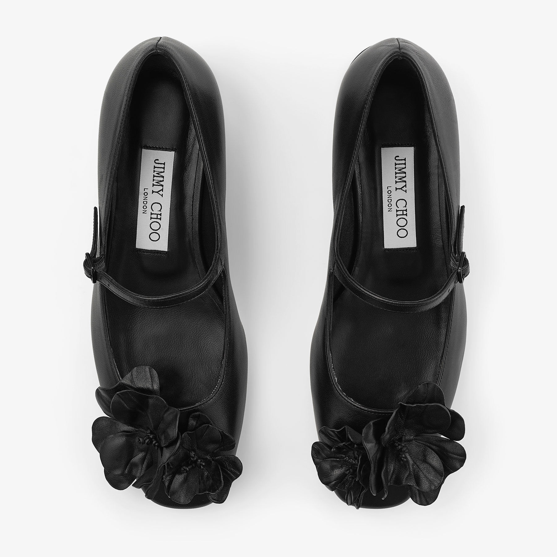 Rosa/flowers Flat
Black Nappa Leather Flats with Flowers - 4