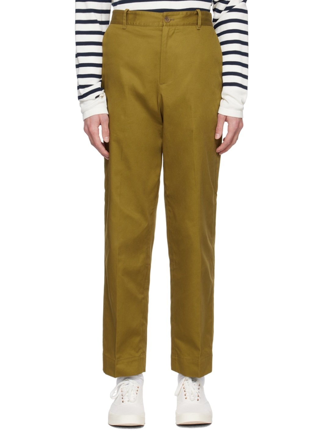 Khaki Embroidered Trousers - 1