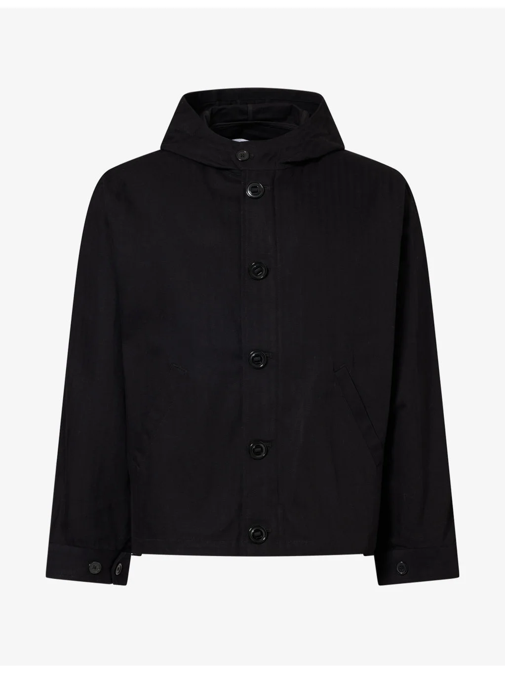 Hooded Herringbone Cotton Jacket - 1