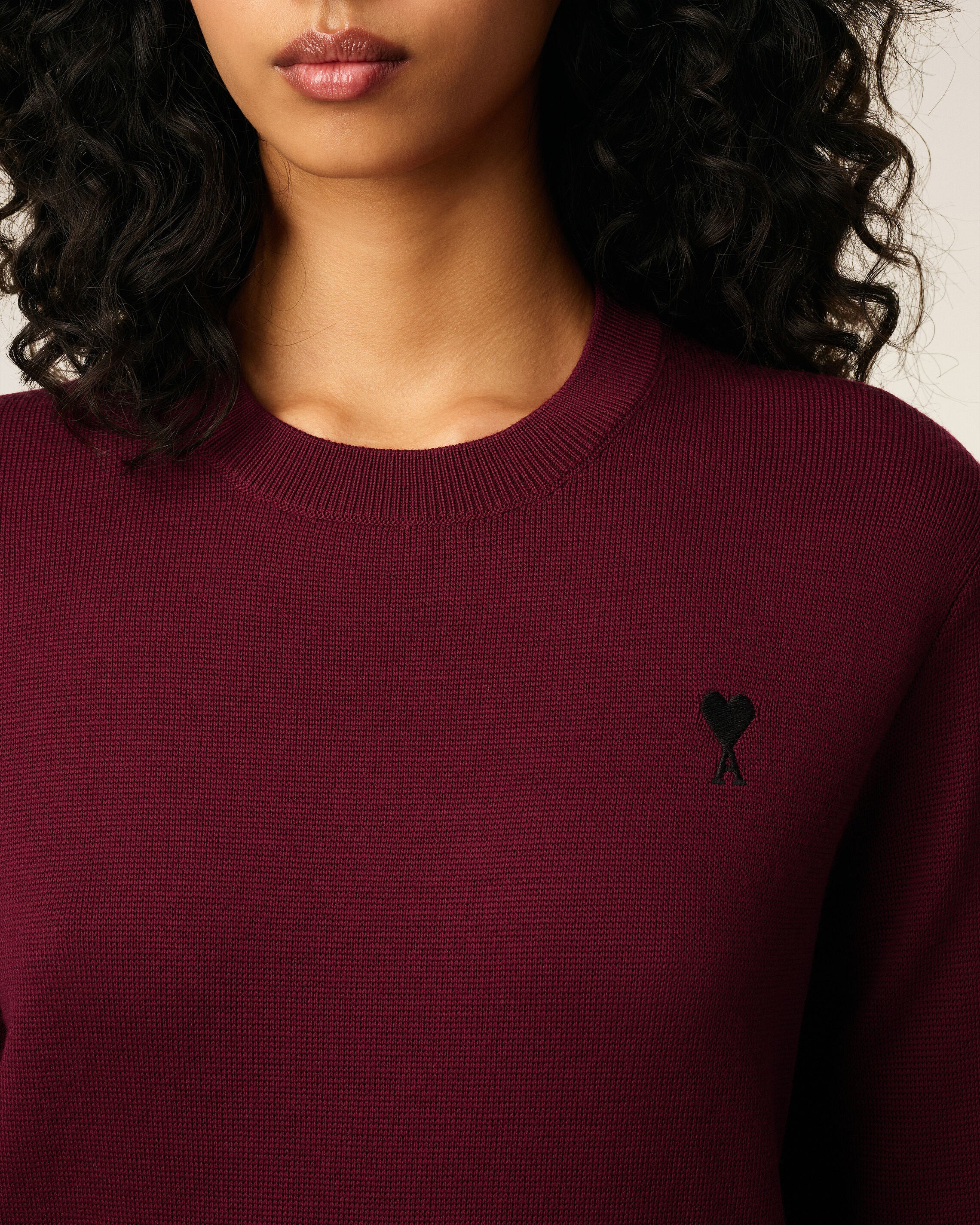 BURGUNDY WOOL AMI DE COEUR CREWNECK SWEATER - 4