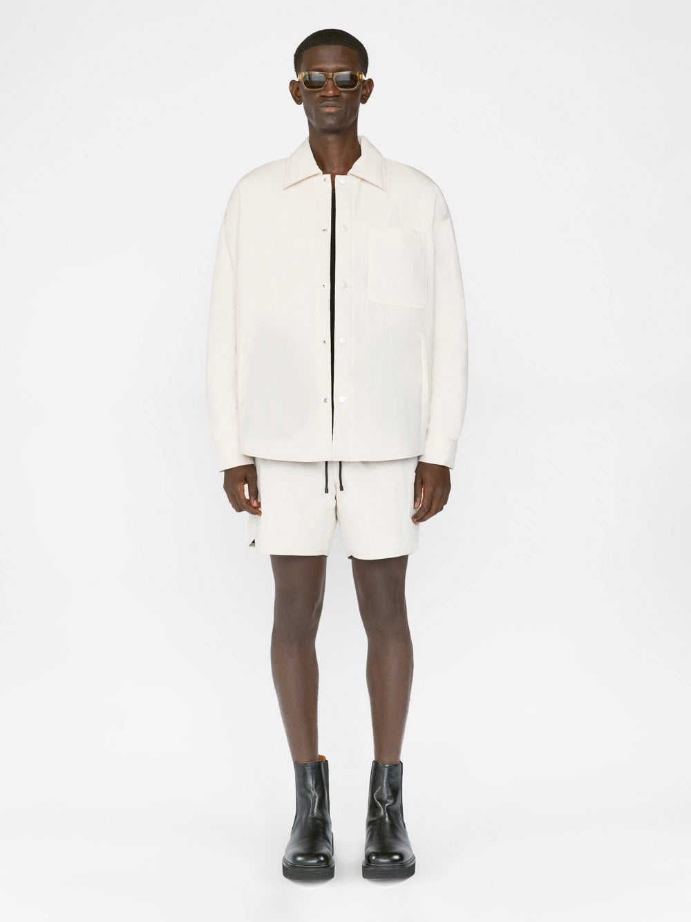 Padded Shirt Jacket in White Beige - 2