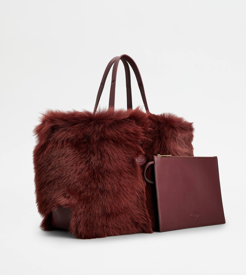 TOD'S DI BAG FOLIO IN FUR MEDIUM-SMALL - BURGUNDY 3