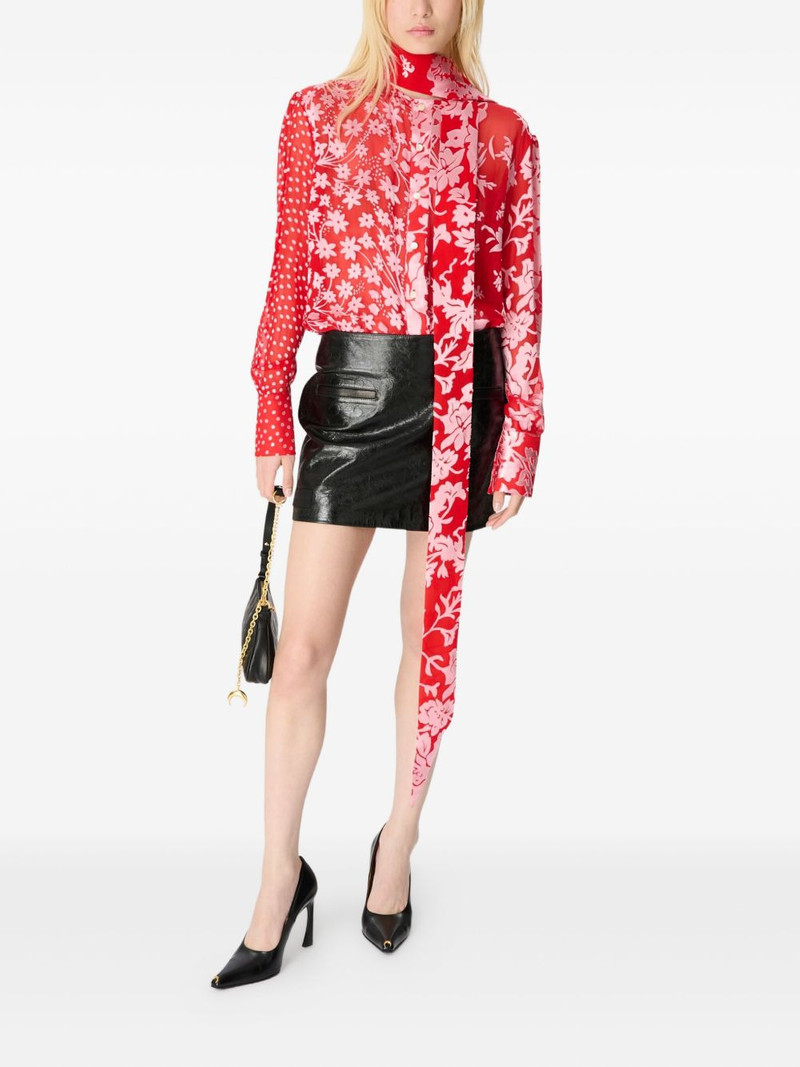 Marine Serre Glossy Moon leather skirt outlook