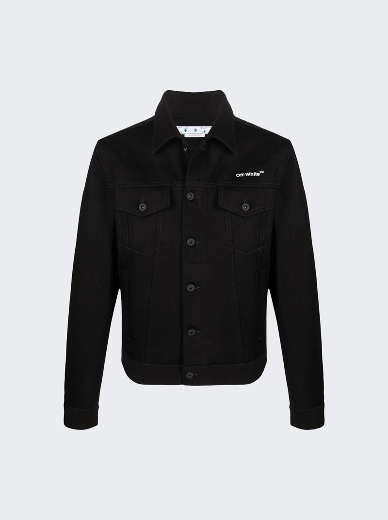 Diagonal Tab Slim Denim Jacket Black - 1