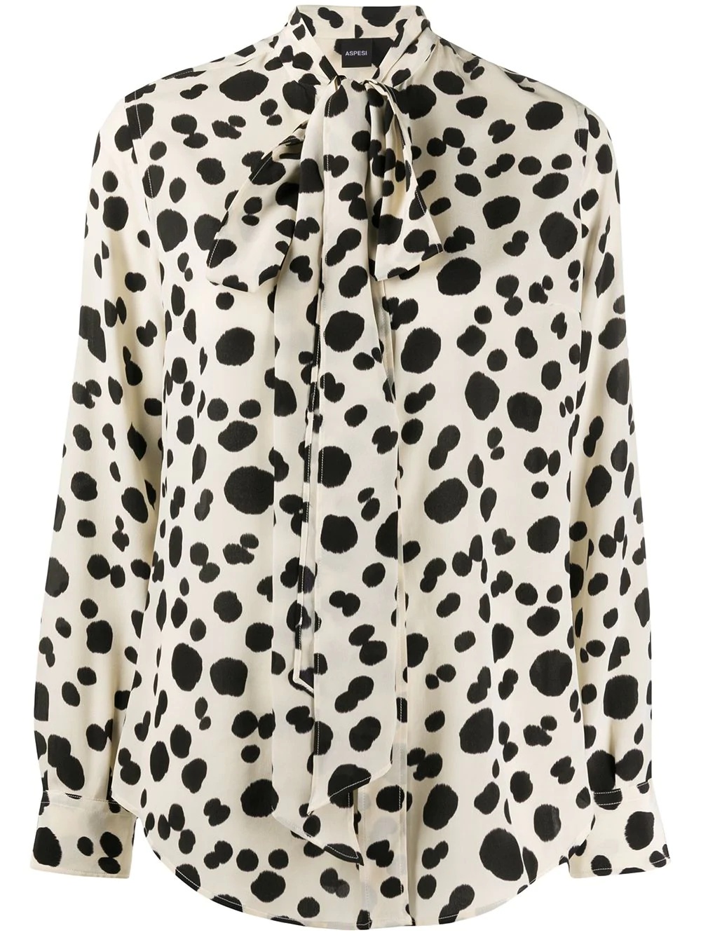 dalmatian spot pussy bow silk blouse - 1