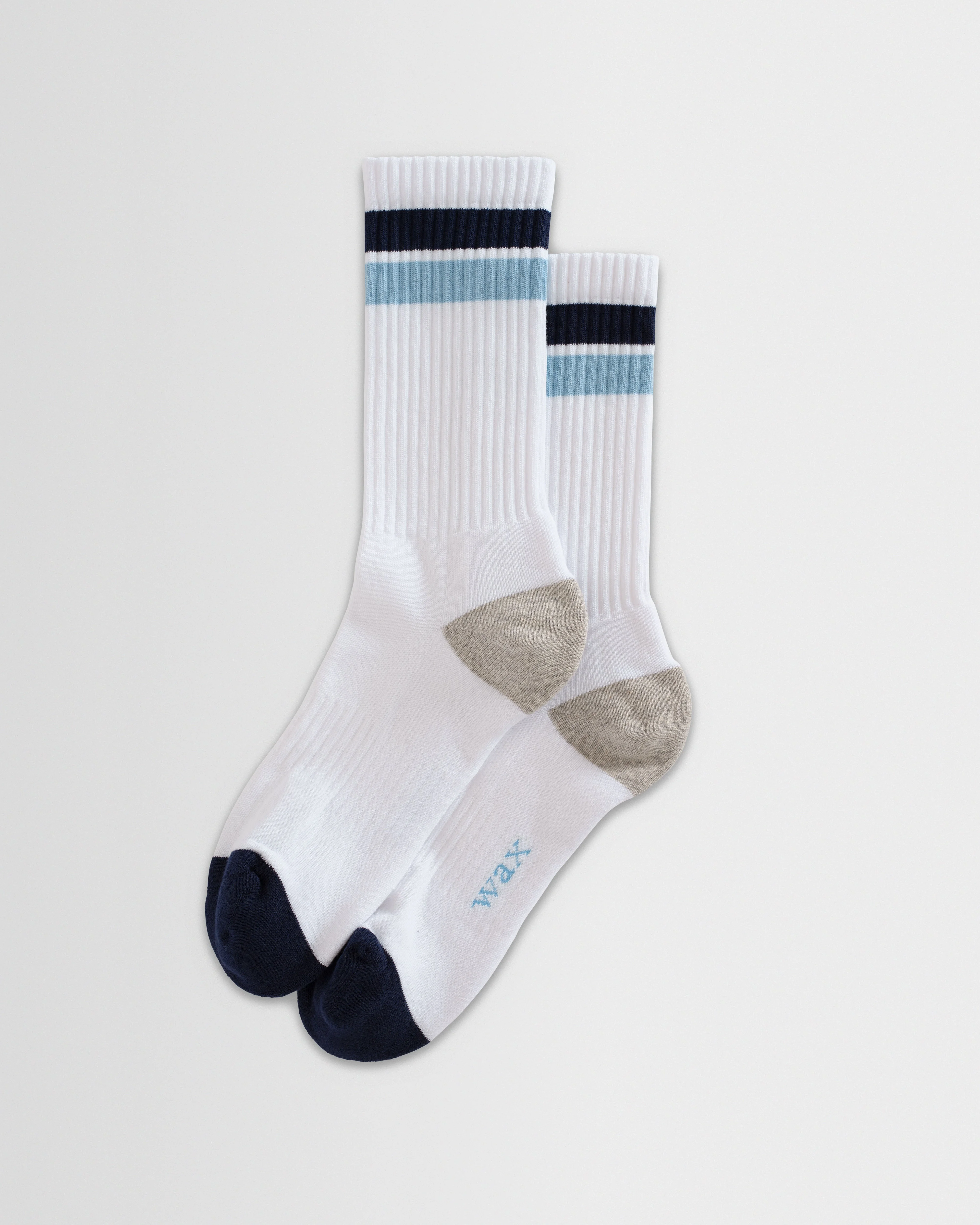 Thorpe - White And Navy Block Stripe Sports Socks - 1